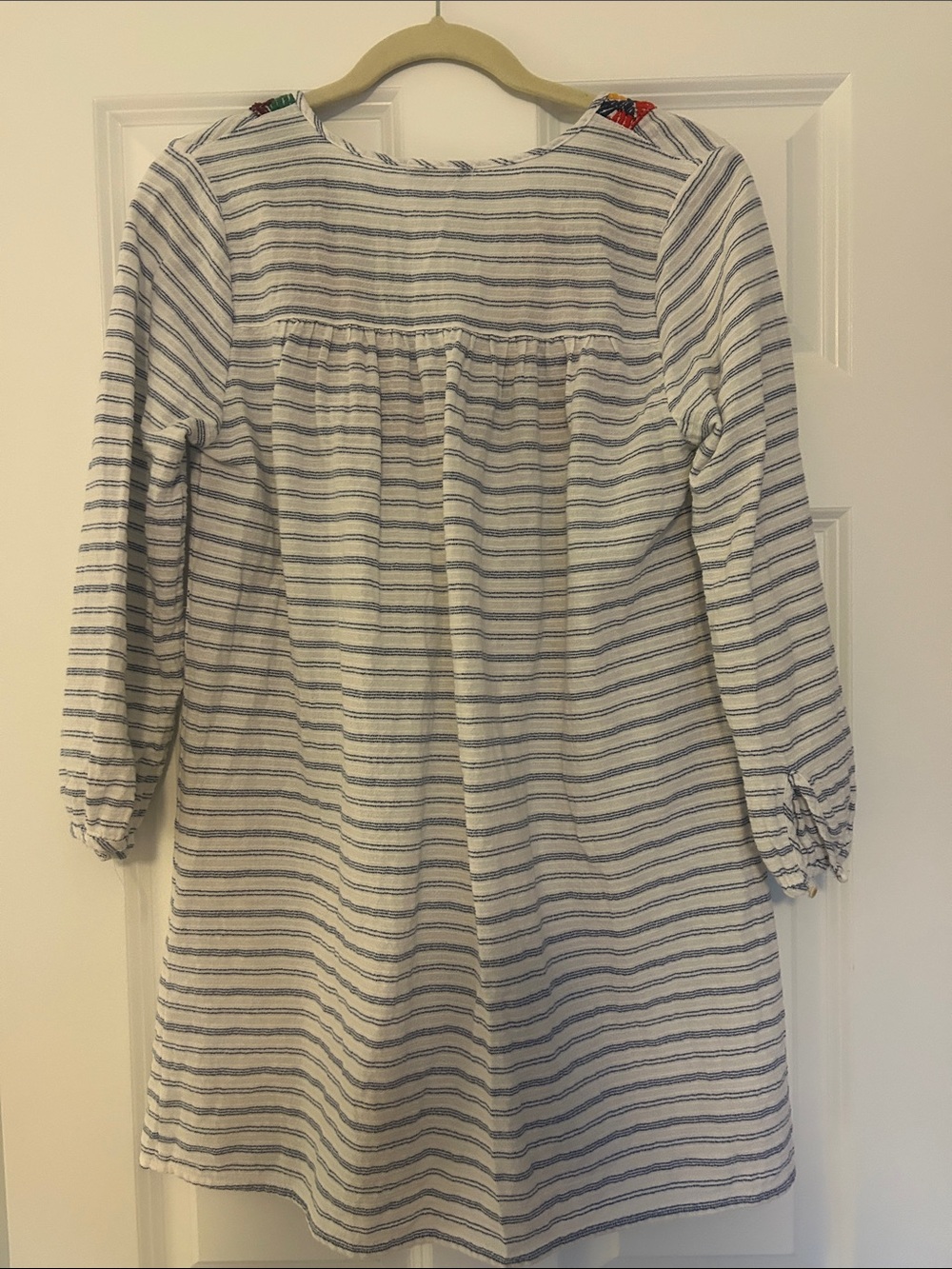 Striped Boho Tunic with Colorful Embroidered Yoke - Picture 6 of 7